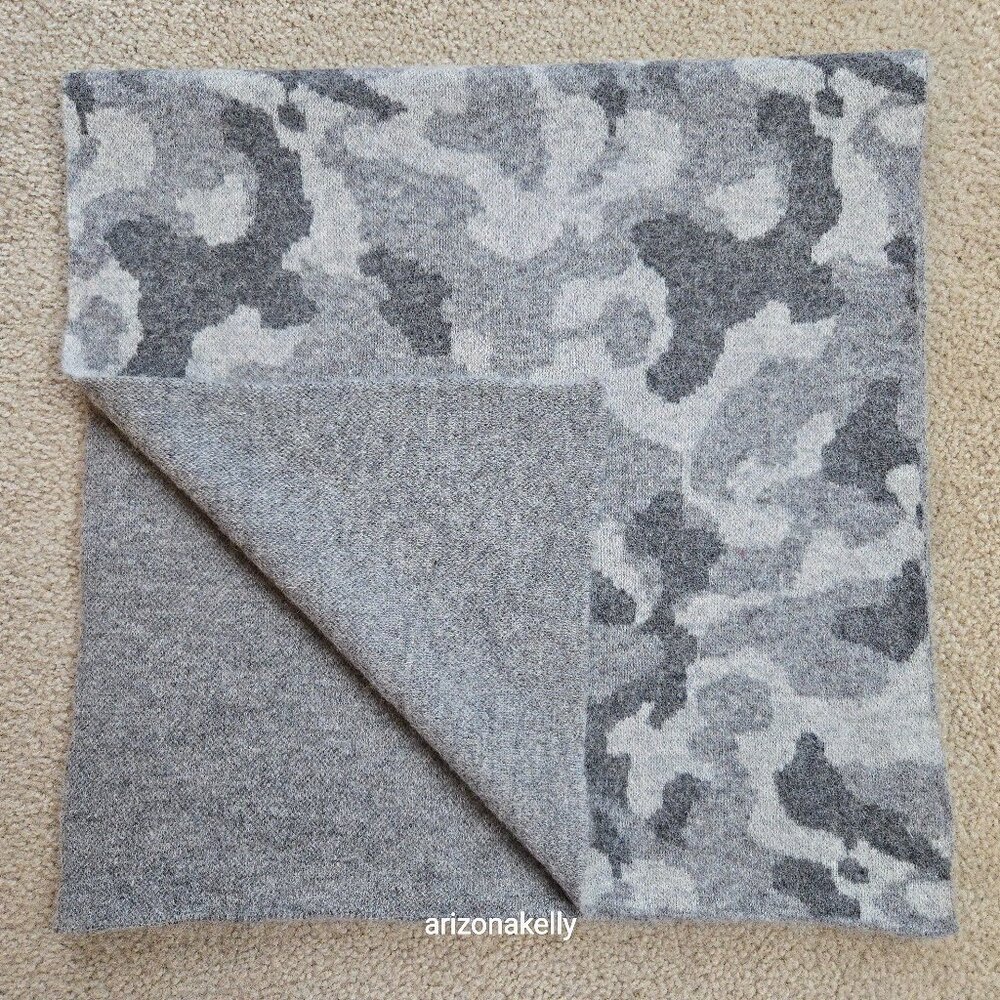 NWOT Grey Knit Camo Scarf Wool Alpaca